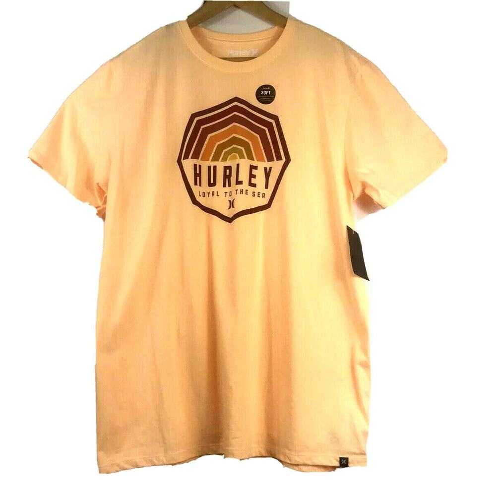 HURLEY Tee Mens M Premium Hexer Tee Peach Orange Graphic Logo T-Shirt BQ2931 $25